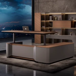 Height Adjustable Desk CEO Office Table and Chair Set L Shaped Electric Standing Desk Executive Office Furniture Modern Design