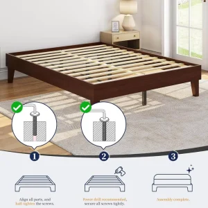 Height Adjustable Durable Twin XL Bed Base Modern Frame with Sturdy Metal Legs Noise Free Structure School Assembled
