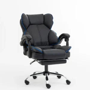 Height Adjustable Executive Chair Black PVC Leather Reclining Swivel Chair for Manager Office