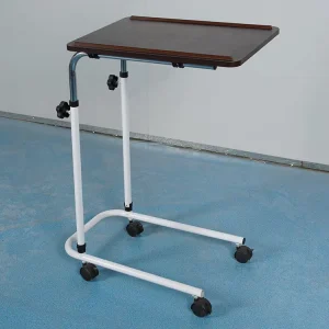 Height Adjustable Hospital Bedside Working Table with Wheels Tool Free Self Assembly Easy to Use Hospital Furniture