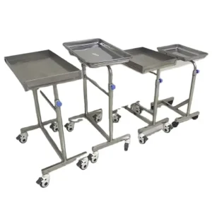 Height Adjustable Hospital Tray Stand With Post Mayo Trolley