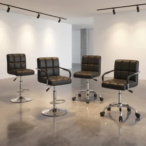 Height Adjustable Minimalist Modern Design High Back Metal Bar Stool Swivel Chair for Home Salon Use
