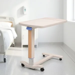 Height Adjustable Mobile Overbed Table With Wheels Portable Hospital Bed Side Dining Table For Patient Elderly