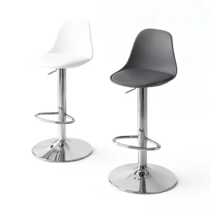 Height Adjustable Modern Design High Bar Stool with Silver Black Metal Frame Lightweight Durable for Home Bar & Hotel Use