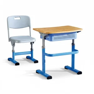 Height Adjustable Modern Style Metal School Desk and Chair Set with Writing Table for Student Classroom
