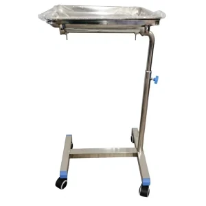 Height Adjustable Stainless Steel Instrument Tray Trolley Mobile Single Double Pole Square Tray Stand