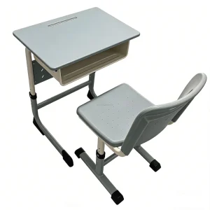 Height Adjustable Student Desk and Chair Set Metal Frame School Desk with Storage Ergonomic Classroom Furniture for Students