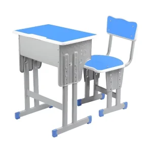 Height Adjusted School Student Desk and Chair Steel Wooden Study Table for Classroom