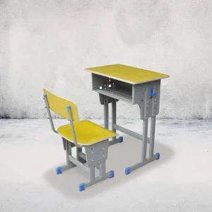 High Adjustable School Table and Chair Good Quality Metal Structure and Plywood Wooden Material Desk for Student Study