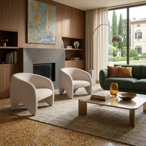 High Back Accent Chair Living Room Modern Design Luxury Couches Chair Living Room Furniture Cream Accent Chair