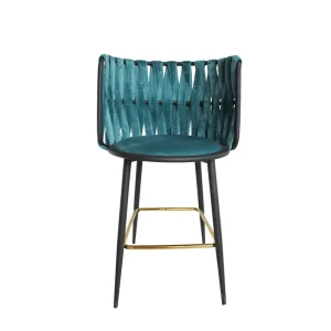 High-Back Bar Stool Luxury Minimalist Style Woven Bar Chair for Front Desk Cashier Counter Island Counter