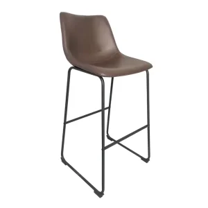 High-Back Black Leather Metal Frame Lightweight Water Resistant Bar Stool Chairs for Hotel Dining Living Room & Outdoor Use