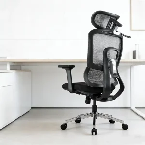 High Back Contemporary Executive Office Ergonomic Mesh Chrome Lift Chair with Adjustable Headrest and Workshop Use