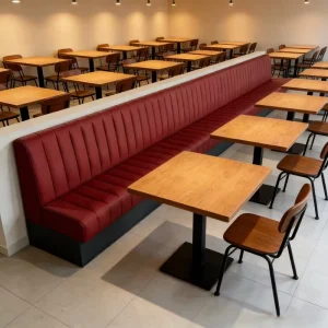 High Back Design Hotel Cafe Furniture Set Red Leather Restaurant Bench Booth Seating
