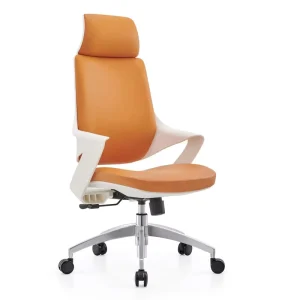 High Back Executive Office Chair Adjustable Headrest Ergonomic Leather Five-Star Steel Base One-Piece Armrests Lifting Chair
