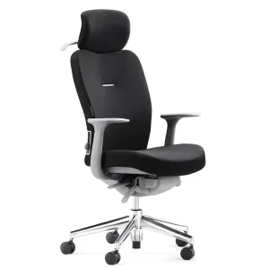 High Back Executive Office Chair with Full Fabric Modern Synthetic Leather Aluminum Supported Functional Manager’s Seat