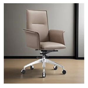High Back Executive Office Chair with Leather Upholstery Adjustable Armrest Chrome Base Swivel Chair for Manager Office Home
