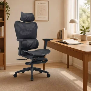 High Back Full Mesh Ergonomic Chair 4D Armrest Flip Footrest Taiwan Mesh PP Fiberglass Back SGS 1136kg Load Tested OEM ODM