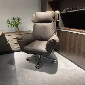 High Back Genuine Leather Executive Office Chair Comfortable Breathable High Quality Swivel Desk Chair with Reclining Function