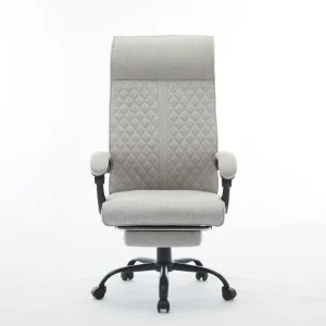 High Back Home Leisure Computer Chair Adjustable Height Modern Design Gray Fabric Office Chair