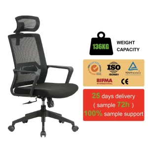 High Back Modern Executive Staff Swivel Chair Furniture Ergonomic Revolving Office Mesh Chairs 5 Year Warranty