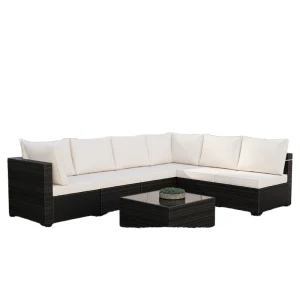 High Back Modern Luxury Bench Seat Outdoor Sectional Couch Classics Corner Garden Sofa Set Patio Modular Conversation Sofa