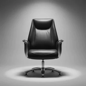 High Back Swivel Black Leather Executive Office Chair Aluminum Armrest Rotatable Five Star Metal Base Ergonomic Boss Chair