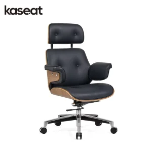 High Back Swivel Executive Office Chair Ergonomic Office Chair Luxury Wood Leather Office Chair