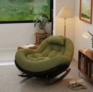 High Back Wingback Rocking Recliner with Nailhead Trim Victorian Elegance for Master Bedroom and Reading Room