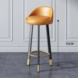 High Bar Stools Modern Iron Swivel Stool with Small Backrest for Milk Tea Shop Villa School
