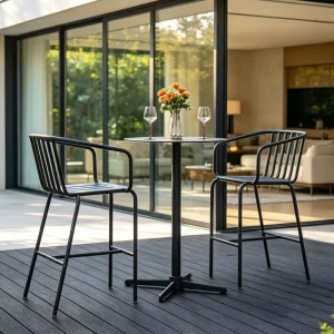 High Bar Tables and Chairs Set Coffee Style Elegant Aluminum Bar Furniture