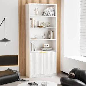 High Bookshelf Cabinets with Doors Floor standing 6 layer Display Racks Bookshelves with Storage Racks Living Room Home