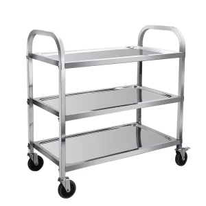 High Capacity 3 Tier Stainless Steel Dining Cart Multifunctional Kitchen Utility Trolley for Hotel Restaurant Delivery