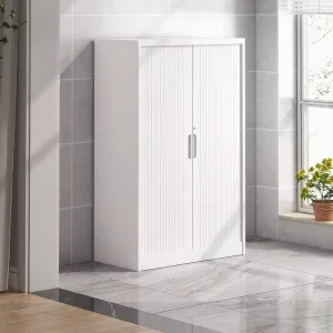 High Capacity Modern SPCC Steel Tambour Door Cabinet 900mm Wide 1450mm Tall Roller Shutter Space Saving Balcony