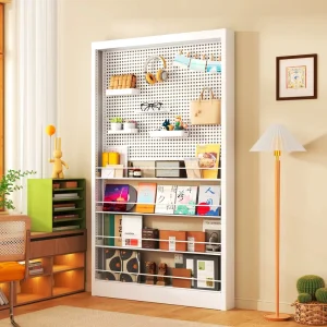 High Capacity Over the Door Bookshelf Space Saving Metal Hanging Storage Rack Durable Behind the Door Organizer for Magazines