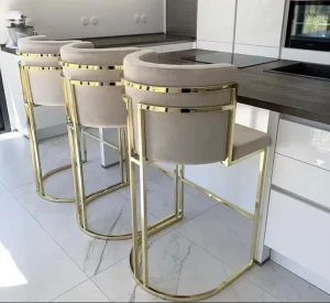 High Counter Chair Stainless Steel Velvet Upholster Bar Chair Bal Stool for Home Hotel Wedding