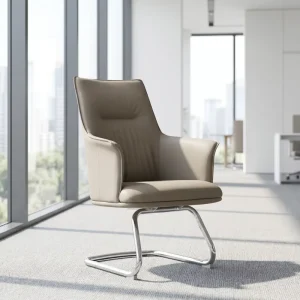 High Density Cushion Executive Office Training Chair With Metal Sled Base PU Leather Visitor Chair for Hotel Waiting Rooms
