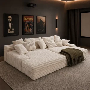 High Density Memory Foam Boneless Sofa Bed Set in Box Vacuum Compressed Square Corduroy Fabric Hotel Use Living Room Furniture