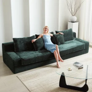 High Density Sponge Fabric Tufted Modern Villa Sofa Bed Set Square Reclining Extendable Upholstered Comfortable Furniture