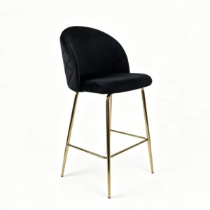 High End Black and Gold Bar Chairs Soft Nordic Modern Bar Counter Chairs for Kitchen Island