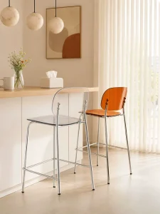 High-End Clear Acrylic Counter Stool Transparent Bar Height Chair for Kitchen Island