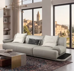 High End Comfort Italian Leather Sofa Multi Module Combination Solid Wood Storage Armrest Leisure Couch for Living Room Use