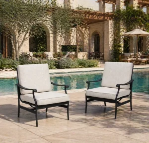 High End Commercial Grade Customized Stainless Steel Outdoor Seating All Weather Sectional Lounge Set for Hotel Resort Projects
