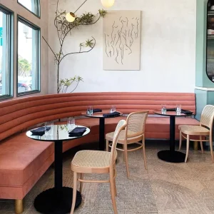 High End Customized Luxury Restaurant Soft Leather Fabric L Shape Sofa Bench Curved Booth Seating Commercial Furniture Set