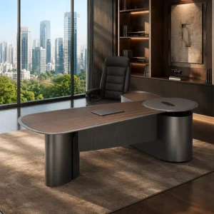 High End Executive Table System Water Based Finish E1 Board Side Storage Cabinet CEO Manager Office Desk