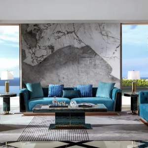 High End Furniture Italian Light Luxury Style Full Nubuck Leather Sofa Set Mall Design Living Room Villa