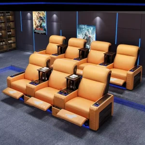 High End Home Theater Sofa Genuine Leather Private Audio Visual Room Cinema Hall Electric Functional Viewing Seats New Villa
