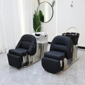 High End Intelligent Rotating Shampoo Chair Hairdressing Spa Bed with Electric Lifting Head Ceramic Basin for Salon Bathroom