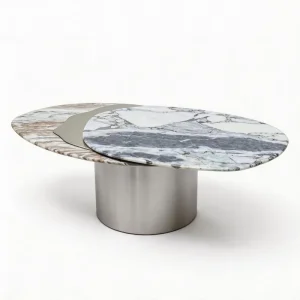 High End Italian Minimalist Stainless Steel Table Legs Natural Marble Coffee Table Durable Easy to Clean