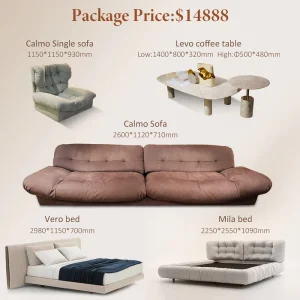 High End Living Room Sofa Set Customizable Whole House Luxury Sofa Side Table Bed Sets for Villa Furniture